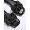 image:imageGORGLITTER Womens Sparkly Rhinestone Flat Sandals Summer Vacation Glitter Square Toe Wedding Dress Shoes Slide SandalsPu Black
