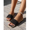 image:imageGORGLITTER Womens Sparkly Summer Sandals 2026 Rhinestone Bling colorful Square Toe Wedding Flats Slides ShoesBlack