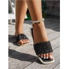 image:imageGORGLITTER Womens Sparkly Summer Sandals 2026 Rhinestone Bling colorful Square Toe Wedding Flats Slides ShoesBlack