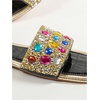 image:imageGORGLITTER Womens Sparkly Summer Sandals 2026 Rhinestone Bling colorful Square Toe Wedding Flats Slides ShoesBlack Rainbow