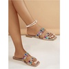 image:imageGORGLITTER Womens Sparkly Summer Sandals 2026 Rhinestone Bling colorful Square Toe Wedding Flats Slides ShoesClear Colorful
