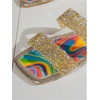 image:imageGORGLITTER Womens Sparkly Summer Sandals 2026 Rhinestone Bling colorful Square Toe Wedding Flats Slides ShoesSparkly Gold Colorful