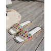 image:imageGORGLITTER Womens Sparkly Summer Sandals 2026 Rhinestone Bling colorful Square Toe Wedding Flats Slides ShoesWhite