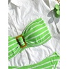 image:imageGORGLITTER Womens Strapless Bandeau Swimsuit High Waisted Thong Textured Bikini Set Bathing SuitGreen and White