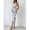 image:imageGORGLITTER Womens Strapless Mesh Dinner Cocktail Tube Maxi Dress Y2K Summer Wedding Guest Sunset Prom Beach SundressesBlue and White