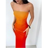 image:imageGORGLITTER Womens Strapless Mesh Dinner Cocktail Tube Maxi Dress Y2K Summer Wedding Guest Sunset Prom Beach SundressesOrange
