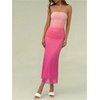image:imageGORGLITTER Womens Strapless Mesh Dinner Cocktail Tube Maxi Dress Y2K Summer Wedding Guest Sunset Prom Beach SundressesPink