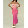 image:imageGORGLITTER Womens Strapless Mesh Dinner Cocktail Tube Maxi Dress Y2K Summer Wedding Guest Sunset Prom Beach SundressesPink