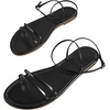 image:imageGORGLITTER Womens Strappy Flat Sandals Ankle Strap Open Toe Dressy Wedding Guest Summer Flats SandalBlack