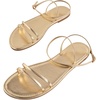 image:imageGORGLITTER Womens Strappy Flat Sandals Ankle Strap Open Toe Dressy Wedding Guest Summer Flats SandalGold