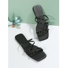 image:imageGORGLITTER Womens Strappy Flat Sandals Cute Dressy Open Toe Slip on Slide SandalsBlack