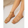 image:imageGORGLITTER Womens Strappy Flat Sandals Cute Dressy Open Toe Slip on Slide SandalsGold Strap