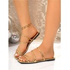 image:imageGORGLITTER Womens Strappy Flat Sandals Cute Dressy Open Toe Slip on Slide SandalsGold Strap