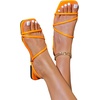 image:imageGORGLITTER Womens Strappy Flat Sandals Cute Dressy Open Toe Slip on Slide SandalsOrange