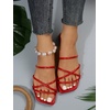 image:imageGORGLITTER Womens Strappy Flat Sandals Cute Dressy Open Toe Slip on Slide SandalsRed