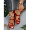image:imageGORGLITTER Womens Strappy Flat Sandals Cute Dressy Open Toe Slip on Slide SandalsRed