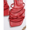 image:imageGORGLITTER Womens Strappy Flat Sandals Cute Dressy Open Toe Slip on Slide SandalsRed