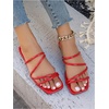 image:imageGORGLITTER Womens Strappy Flat Sandals Cute Dressy Open Toe Slip on Slide SandalsRed Strappy