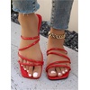 image:imageGORGLITTER Womens Strappy Flat Sandals Cute Dressy Open Toe Slip on Slide SandalsRed Strappy