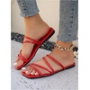 image:imageGORGLITTER Womens Strappy Flat Sandals Cute Dressy Open Toe Slip on Slide SandalsRed Strappy