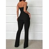 image:imageGORGLITTER Womens Two Piece Outfits Pants Set Going Out Vacation Strapless Tube Top and High Waisted Wide Leg PantsBlack