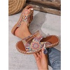 image:imageGORGLITTER Womens colorful Summer Sandals 2026 Boho Colorful Mexican Vacation Flats Slides ShoesBrown Boho