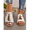 image:imageGORGLITTER Womens colorful Summer Sandals 2026 Boho Colorful Mexican Vacation Flats Slides ShoesWhite
