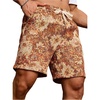 image:imageGORGLITTER Mens Floral Embroidery Drawstring Shorts Graphic Paisley Casual Gym ShortsOrange
