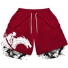 image:imageGORGLITTER Mens Graphic Anime Gym Shorts Y2K 2 in 1 Basketball Athletic Workout Drawstring Drippy ShortsRed Black White