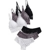 image:imageGORGLITTER Womens 3 Pack Lace Matching Bra and Panty Sets Bow Cute Bralette Underwear Lingerie SetBlack White Grey