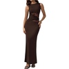 image:imageGORGLITTER Womens Lace Patchwork Maxi Dresses Elegant Classy Sleeveless Birthday Dinner Cocktail Formal Prom DressBrown