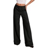 image:imageGORGLITTER Womens Low Rise Dress Pants Wide Leg Trousers Business Casual Work Dressy Low Waisted Straight Slacks PantsPure Black