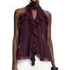 image:imageGORGLITTER Womens Mesh Halter Flowy Tank Tops Ruffle Chiffon Cut Out Brunch Dinner Keyhole Crop Tops Going Out OutfitsRed Violet
