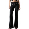 image:imageGORGLITTER Womens Rave Cut Out Pants High Waisted Flare Leg Y2K Going Out Pants Disco Bell Bottom TrousersBlack Grommet