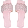 image:imageGORGLITTER Womens Sparkly Rhinestone Flat Sandals Dressy Cute Boho Trendy Square Toe Wedding Summer Slides ShoesLight Pink 2