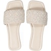 image:imageGORGLITTER Womens Sparkly Rhinestone Flat Sandals Summer Vacation Glitter Square Toe Wedding Dress Shoes Slide SandalsBeige B