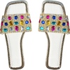 image:imageGORGLITTER Womens Sparkly Summer Sandals 2026 Rhinestone Bling colorful Square Toe Wedding Flats Slides ShoesWhite