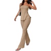 image:imageGORGLITTER Womens Two Piece Outfits Pants Set Going Out Vacation Strapless Tube Top and High Waisted Wide Leg PantsSolid Khaki