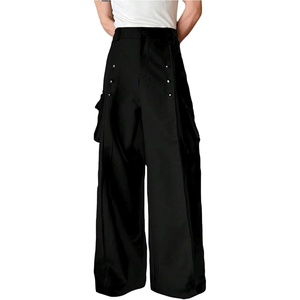 image:imageGORGLITTER Mens Baggy Cargo Pants High Waisted Wide Leg Dress Metal Slacks Work Pants Y2K Casual TrousersBlack