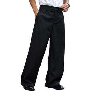 image:imageGORGLITTER Mens Casual Wide Leg Pleated Dress Pants Elastic High Waisted Baggy Streetwear Trousers Business CasualBlack 01