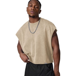 image:imageGORGLITTER Mens Dolman Sleeve Crop Vest Top T Shirts Crewneck Loose Pullover Tank TopsSolid Apricot