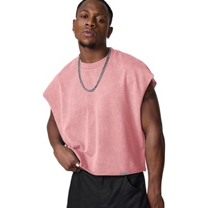 image:imageGORGLITTER Mens Dolman Sleeve Crop Vest Top T Shirts Crewneck Loose Pullover Tank TopsSolid Pink
