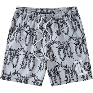 image:imageGORGLITTER Mens Graphic Print Gym Track Shorts Drawstring Waist Pockets Workout Cool ShortsLight Grey