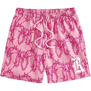 image:imageGORGLITTER Mens Graphic Print Gym Track Shorts Drawstring Waist Pockets Workout Cool ShortsPink B