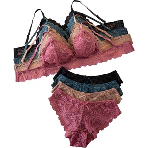image:imageGORGLITTER Womens 8 Piece Sexy Lace Lingerie Matching Bralette Bra and Panty SetBlack Green Khaki Pink