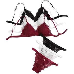 image:imageGORGLITTER Womens 8 Piece Sexy Lace Lingerie Matching Bralette Bra and Panty SetBlack White Red