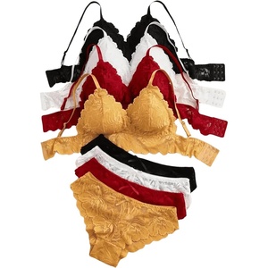 image:imageGORGLITTER Womens 8 Piece Sexy Lace Lingerie Matching Bralette Bra and Panty SetBlack White Red Yellow