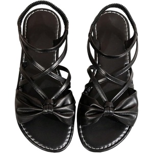 image:imageGORGLITTER Womens Bow Flat Sandals Dressy Formal Cute Strappy Ankle Strap Open Toe Summer Beach Sandals 2026Black Strappy