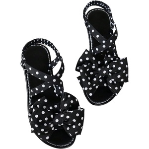 image:imageGORGLITTER Womens Bow Flat Sandals Dressy Formal Cute Strappy Ankle Strap Open Toe Summer Beach Sandals 2026Black and White