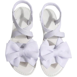 image:imageGORGLITTER Womens Bow Flat Sandals Dressy Formal Cute Strappy Ankle Strap Open Toe Summer Beach Sandals 2026White